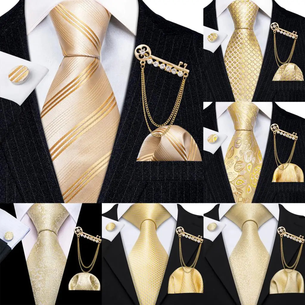 Gold Silk Tie Set Gold Luxurious Weddings