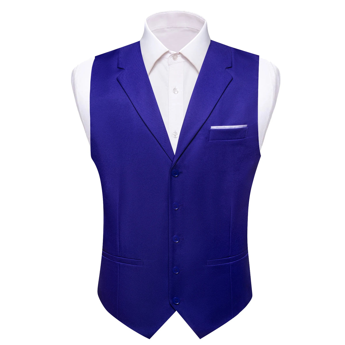 a blue vest with a white shirt on a mannequin