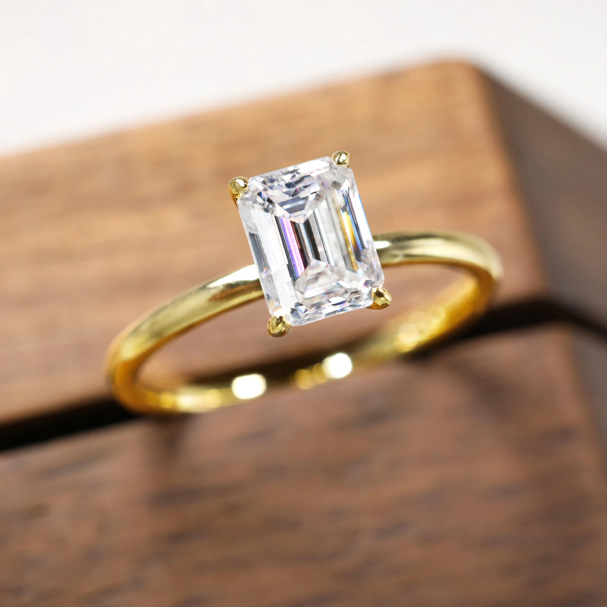 1-3ct Emerald Cut Moissanite Solitaire Ring Jewelry Luxurious Weddings