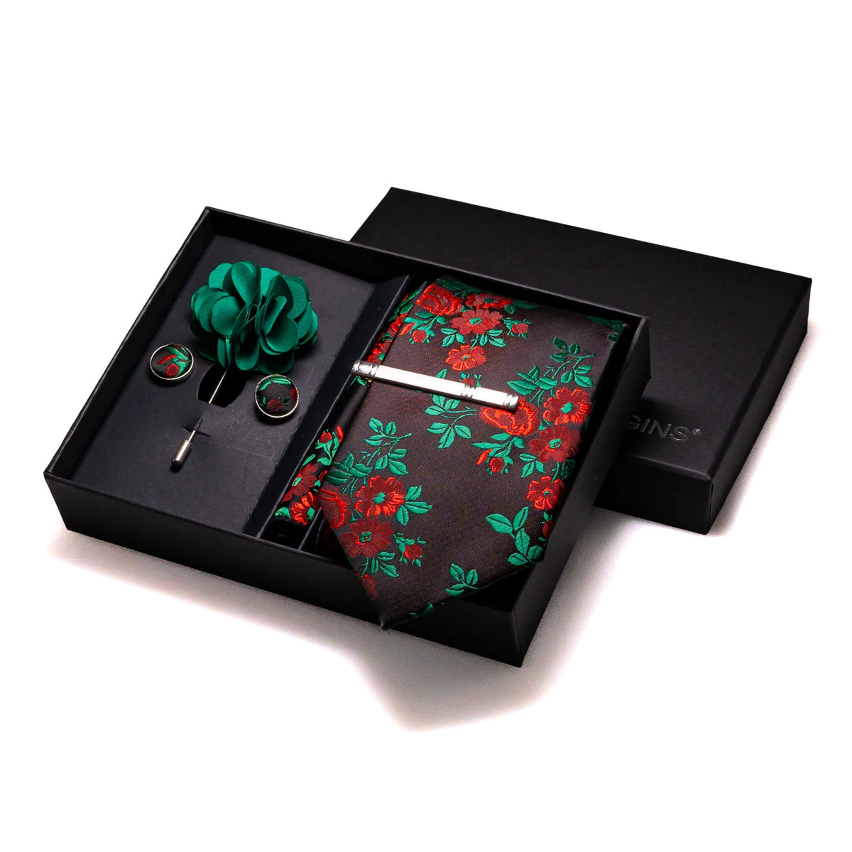 031 - 100% Silk Tie & Cufflinks Set Neckties Luxurious Weddings