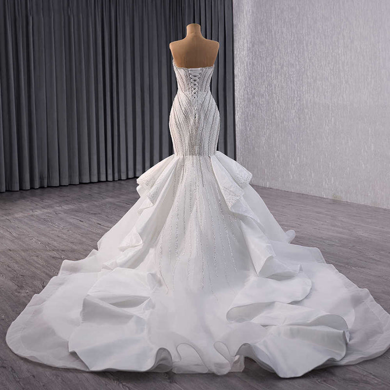 Crystal Square Collar Sequins Wedding Dress Wedding Dress Luxurious Weddings