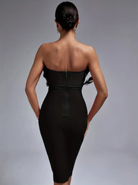 Sexy Black Bandage Party Dress with Feather Detail Luxurious Weddings