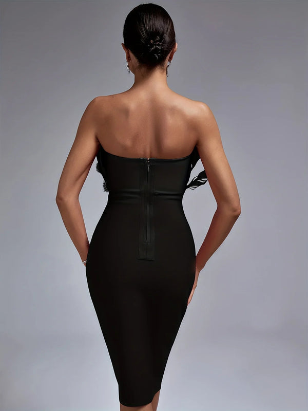 Sexy Black Bandage Party Dress with Feather Detail Luxurious Weddings