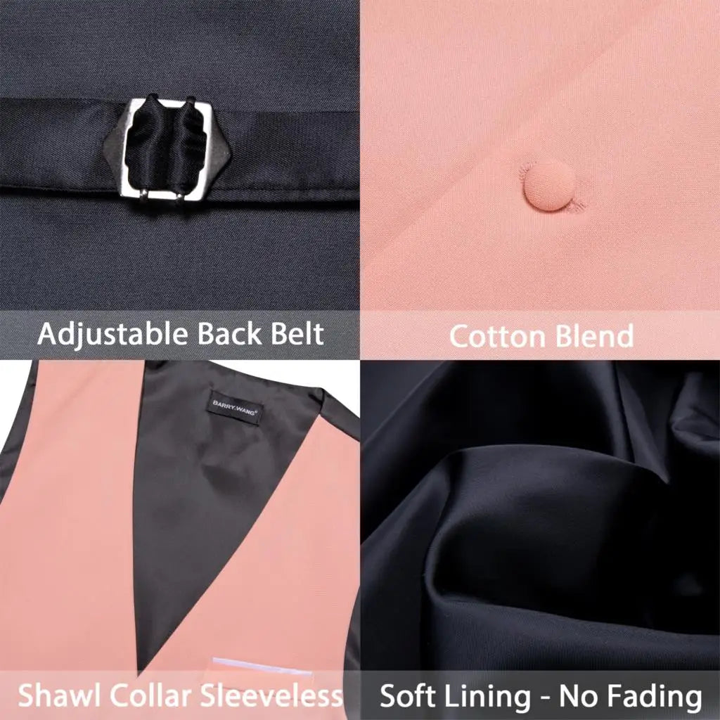 Men's Waistcoats Luxury Silk Vest for Men Coral Pink Luxurious Weddings