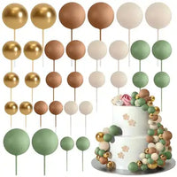 Gold Foam Ball Cake Toppers Luxurious Weddings