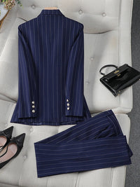 Autumn Winter Ladies Pin Stripe Pant Suit Suit Set Luxurious Weddings