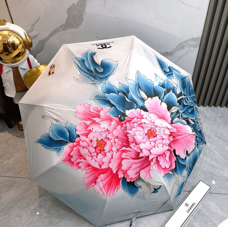 Elegant printed umbrella featuring vibrant Japanese flower design, perfect for stylish protection against the elements.