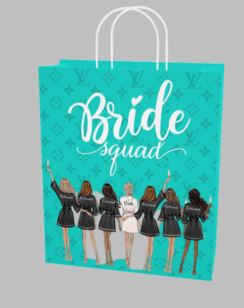 Custom Paper Gift Bags | Bride Squad gift bags Luxurious Weddings