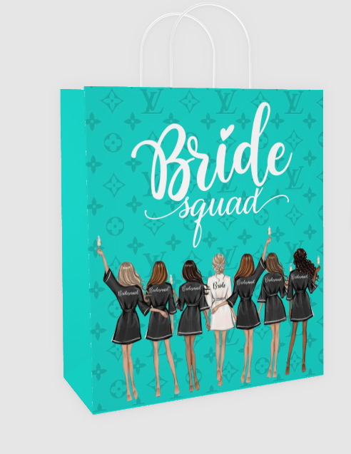 Custom Paper Gift Bags | Bride Squad gift bags Luxurious Weddings