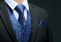 Elegant Black Silk Waistcoat & Tie Set Blue/Black Waistcoats Luxurious Weddings