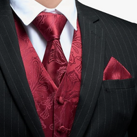 Elegant Paisley Silk Waistcoat & Tie Set - Red Waistcoat Luxurious Weddings