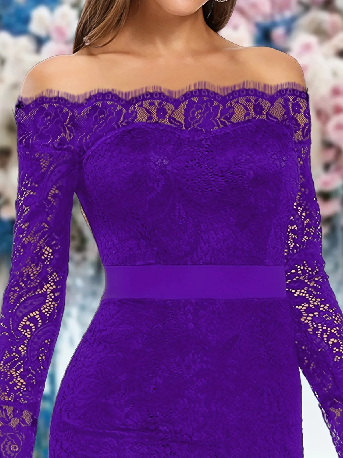 Purple Bodycon Lace Frill Maxi Evening Dress Dresses Luxurious Weddings