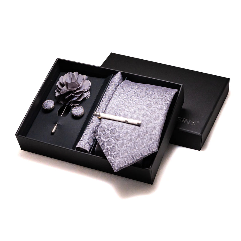 013 - 100% Silk Tie + Cufflinks Set Neckties Luxurious Weddings