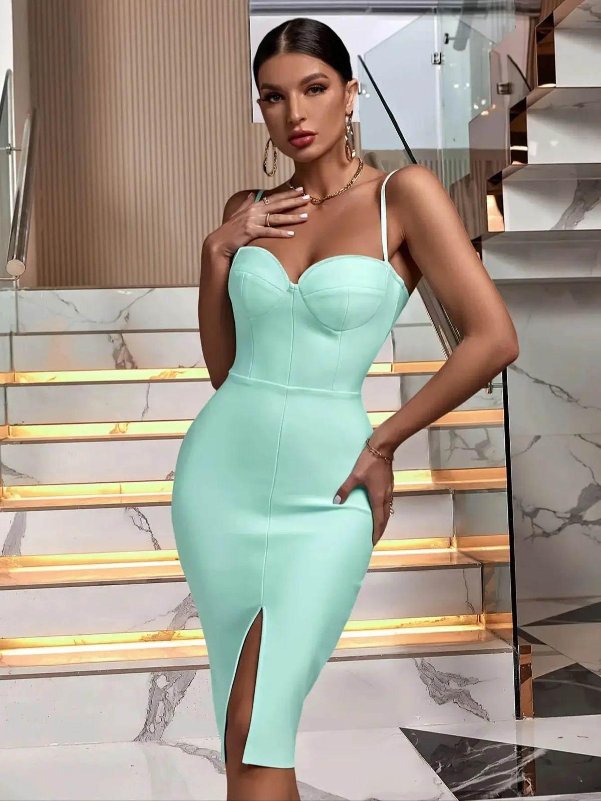 Elegant Cyan Bandage Party Dress Clothing Luxurious Weddings