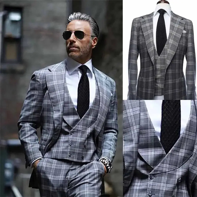 Luxury Plaid Men's Suit Set - Custom Bespoke Tailored bespoke Suit Luxurious Weddings