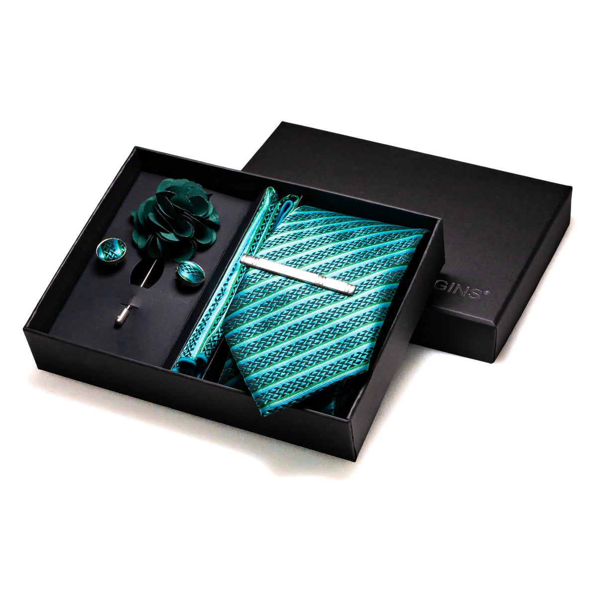 008 - 100% Silk Tie & Cufflink Set Neckties Luxurious Weddings