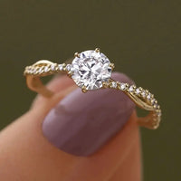 Gold Plated Moissanite Twisted Ring - 1-3ct Jewelry Luxurious Weddings