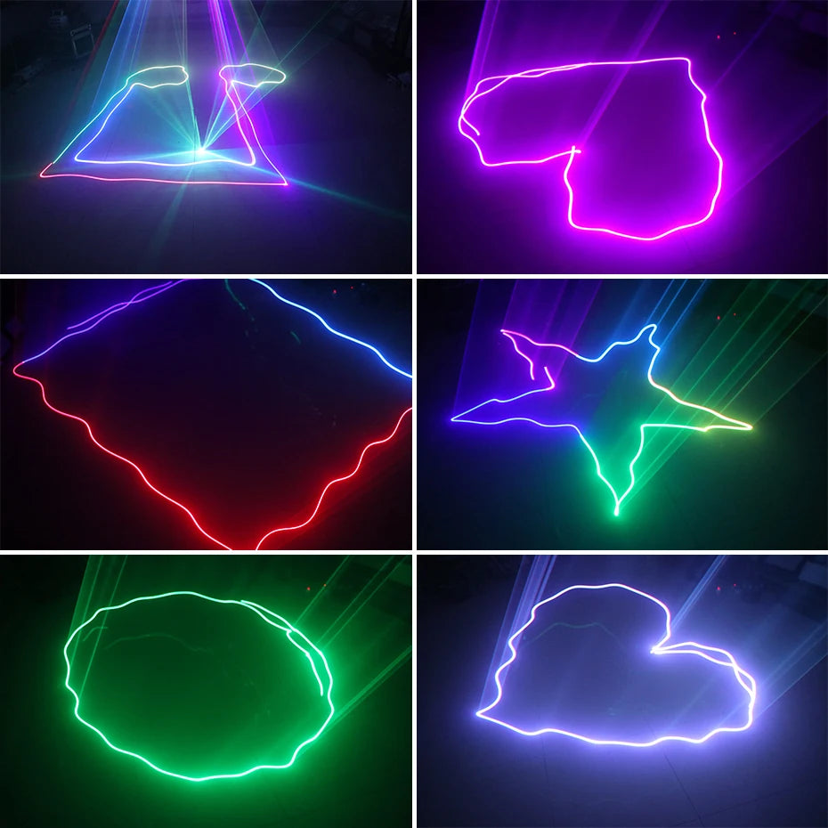 a series of photos showing different colored lights