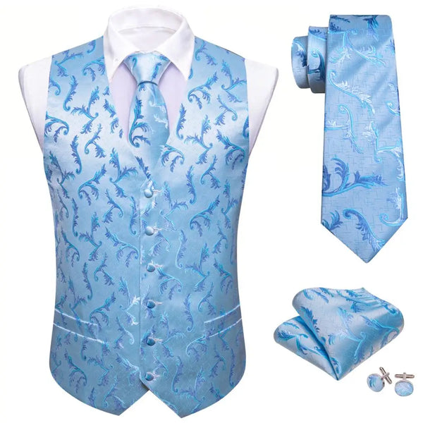 Elegant Vest Set for Men Waistcoat Tie, Cufflinks Luxurious Weddings