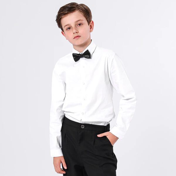 Boys White Dress Shirt & Bowtie Set - Ages 7-16 Dress Shirt Luxurious Weddings