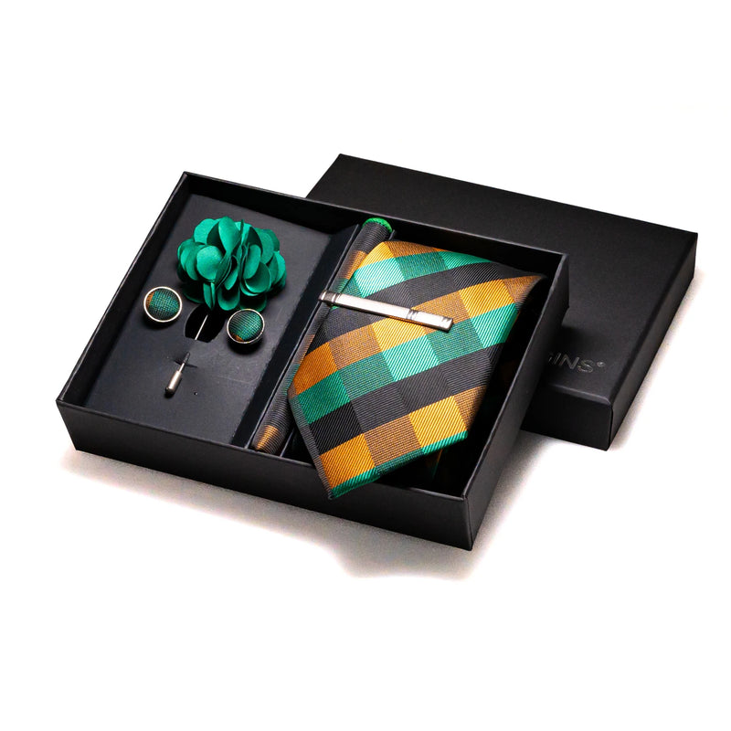 019 - 100% Silk Tie & Cufflinks Set Neckties Luxurious Weddings