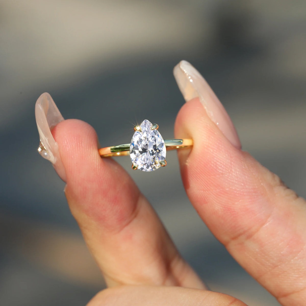 D Color VVS1 Moissanite Engagement Ring - 925 Silver, 14K Gold Plated Jewelry Luxurious Weddings