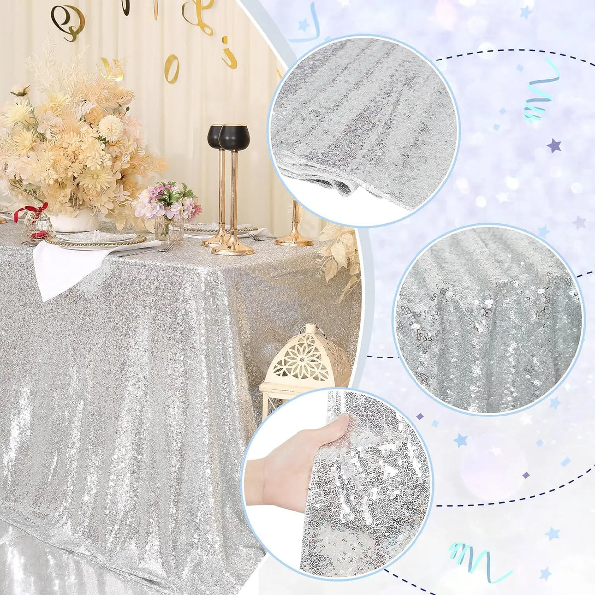 Rectangle Sequin Tablecloth Tablecloth Luxurious Weddings