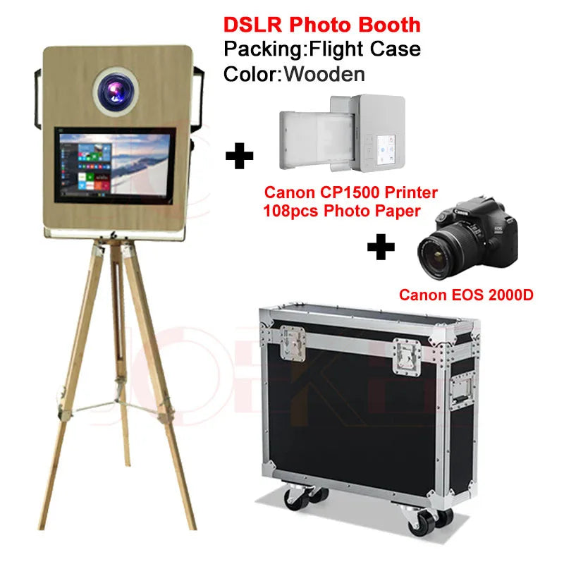 Portable Wooden Photo Booth 15.6 inch DSLR Photo Booth Luxurious Weddings