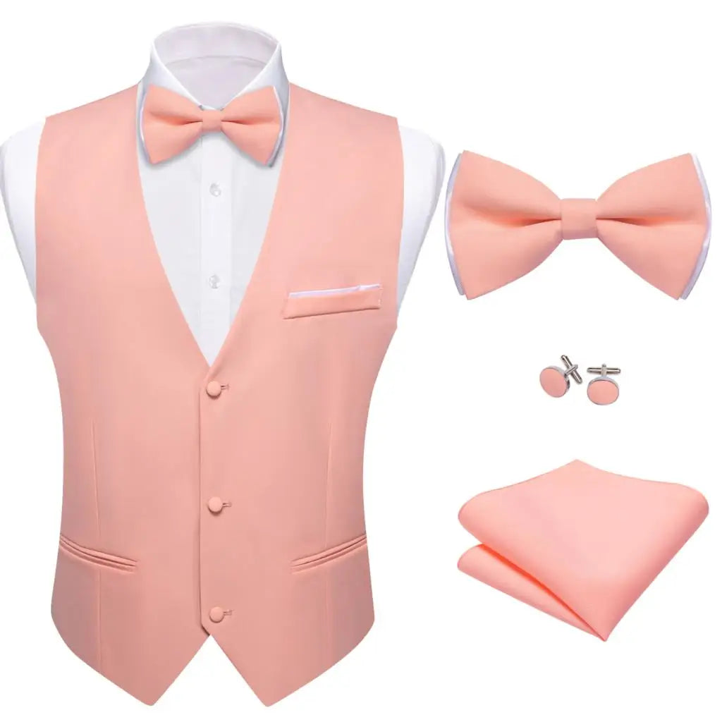 Men's Waistcoats Luxury Silk Vest for Men Coral Pink Luxurious Weddings