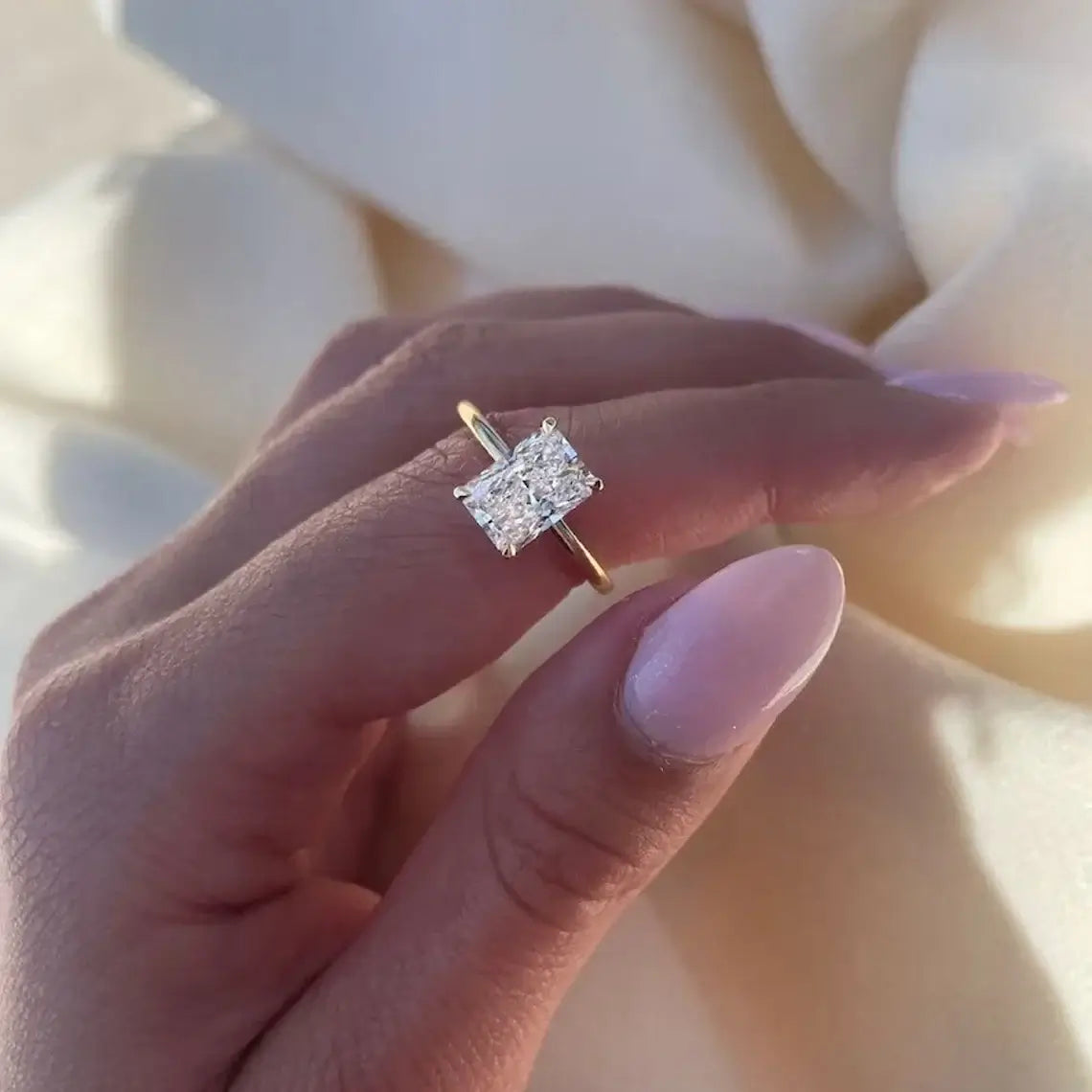 Dainty Radiant Cut Moissanite Solitaire Ring Jewelry Luxurious Weddings