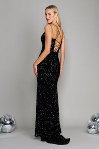 Sequin Corset Prom Dress – Full-Length Spaghetti Strap Gown with V-Neckline Maxi Dress Luxurious Weddings