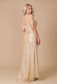 Sequin Mermaid Formal Dress – Long Off-Shoulder Party Gown with Train dress Luxurious Weddings