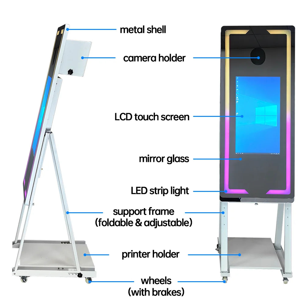 Portable Mirror Photo Booth - 1 Year Warranty Included! Luxurious Weddings