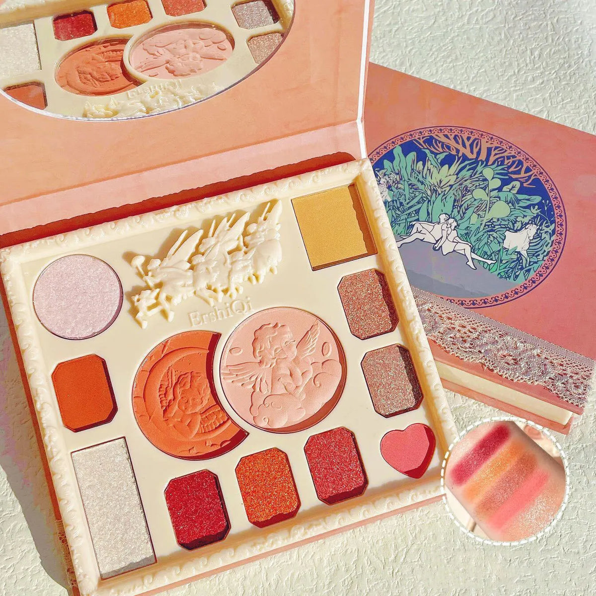 a close up of a box of makeup