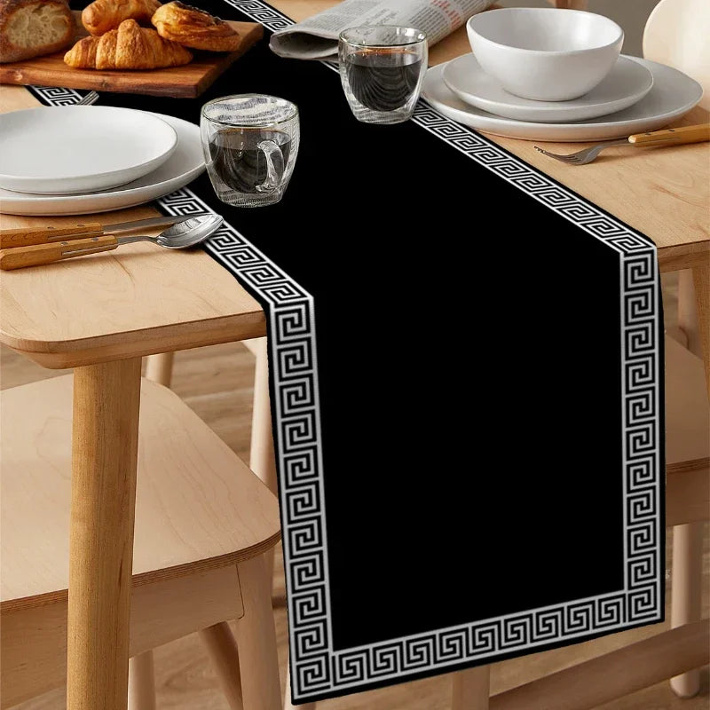 Elegant Black Geometric Table Runner for Events Table Runners Luxurious Weddings