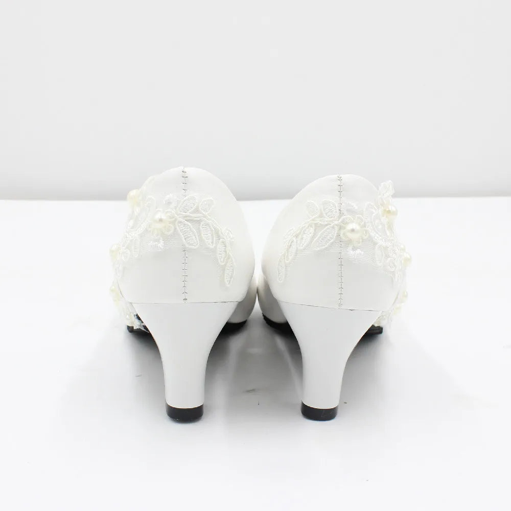 Perfectly Elegant White Lace Wedding Shoes - 4 Heel Heights Available! Luxurious Weddings