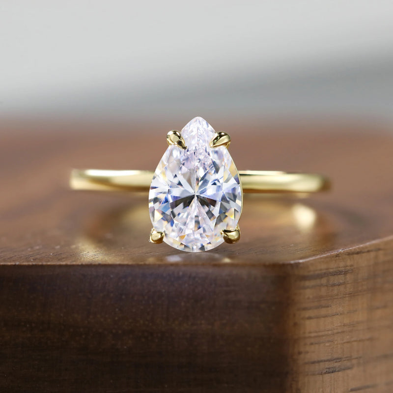 D Color VVS1 Moissanite Engagement Ring - 925 Silver, 14K Gold Plated Jewelry Luxurious Weddings