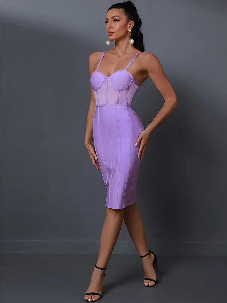 Sexy Lilac Bandage Dress for Women - Party Bodycon Dresses Luxurious Weddings