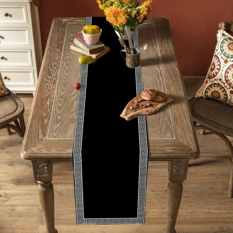 Elegant Black Geometric Table Runner for Events Table Runners Luxurious Weddings