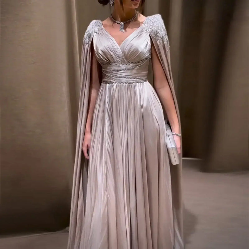 Luxury Crystal Rose Gold Evening Dress with Cape mpther of the bride Luxurious Weddings