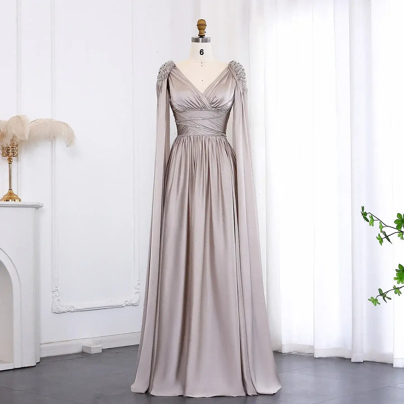 Luxury Crystal Rose Gold Evening Dress with Cape mpther of the bride Luxurious Weddings