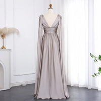 Luxury Crystal Rose Gold Evening Dress with Cape