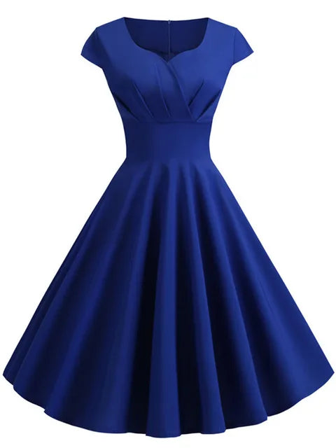 Summer Dress Women Hepburn Vintage Rockabilly Pin Up Dress Robe Femme Casual Retro Elegant Party Midi Sundress Jurken wedding guests