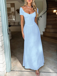 Devine Sweetheart Neck Short Sleeve Maxi Dress Maxi dresd Luxurious Weddings