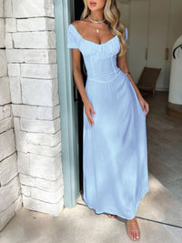 Devine Sweetheart Neck Short Sleeve Maxi Dress Maxi dresd Luxurious Weddings