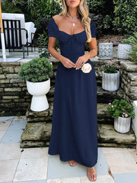 Devine Sweetheart Neck Short Sleeve Maxi Dress Maxi dresd Luxurious Weddings