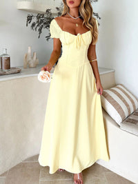 Devine Sweetheart Neck Short Sleeve Maxi Dress Maxi dresd Luxurious Weddings