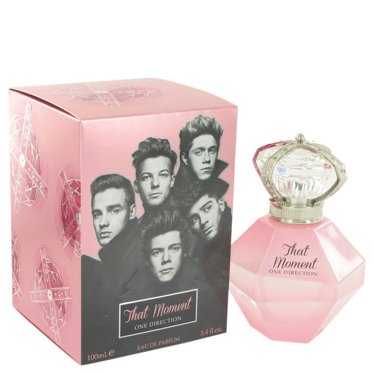 That Moment Eau De Parfum Spray by One Direction 100 ml in elegant packaging, a blend of perfume and fragrance notes.