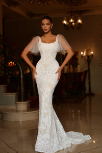 Maria Sequin Detachable Sleeve Wedding Dress wedding dress Luxurious Weddings