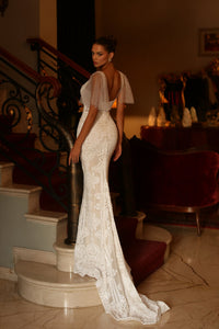 Maria Sequin Detachable Sleeve Wedding Dress wedding dress Luxurious Weddings